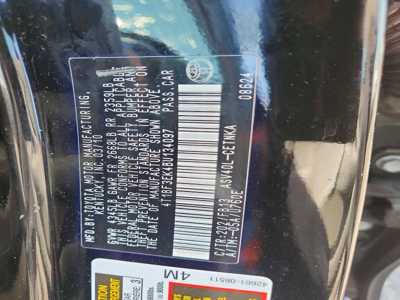Продаж на аукціоні авто 2011 Toyota Camry, vin: 4T1BF3EK4BU134097, номер лоту: 62446096