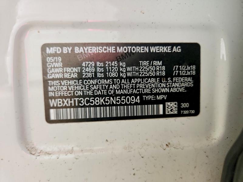 2019 Bmw X1 მანქანა იყიდება აუქციონზე, vin: WBXHT3C58K5N55094, აუქციონის ნომერი: 61276406