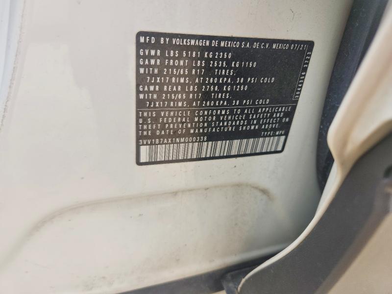 Aukcja sprzedaży 2022 Volkswagen Tiguan, vin: 3VV1B7AX1NM000338, numer aukcji: 61183466