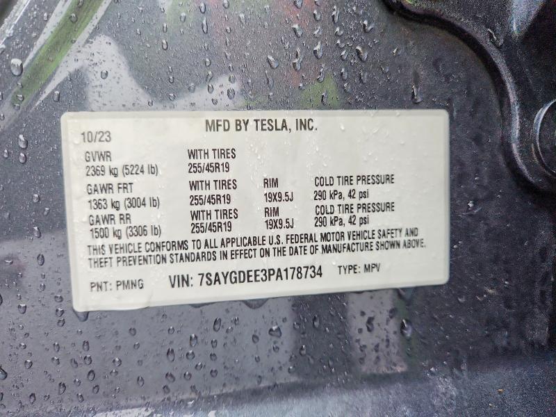 59872756 :رقم المزاد ، 7SAYGDEE3PA178734 vin ، 2023 Tesla Model Y مزاد بيع