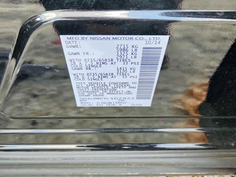 2015 Infiniti Qx60 მანქანა იყიდება აუქციონზე, vin: 5N1AL0MM7FC502922, აუქციონის ნომერი: 61624666