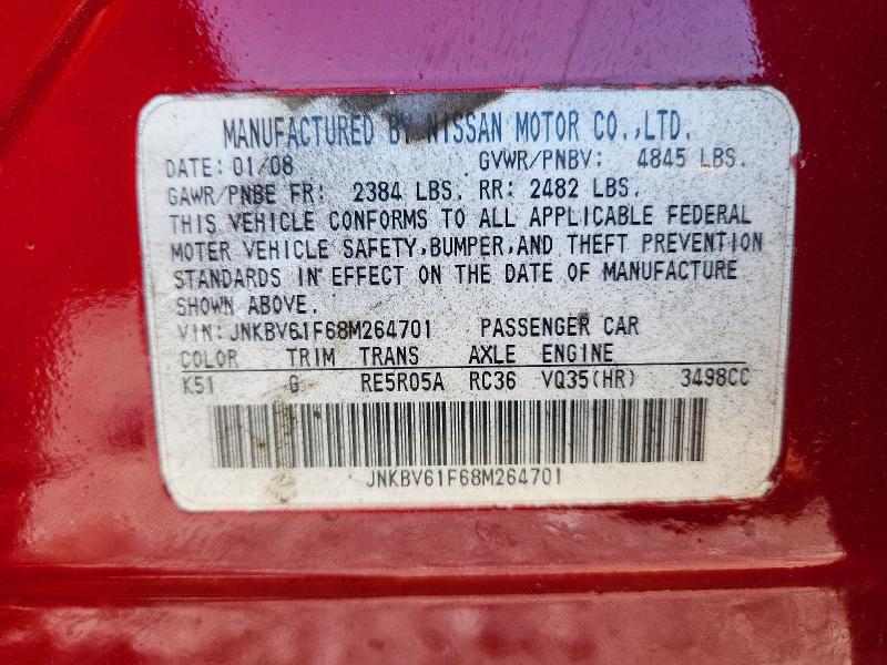 Продажа на аукционе авто 2008 Infiniti G35, vin: JNKBV61F68M264701, номер лота: 62440496