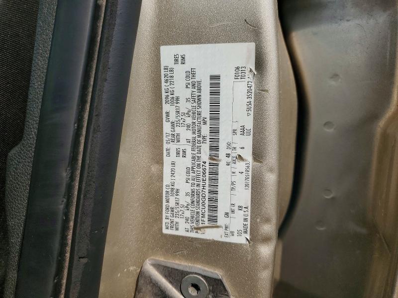 2017 Ford Escape მანქანა იყიდება აუქციონზე, vin: 1FMCU0GD7HUE06674, აუქციონის ნომერი: 60916816