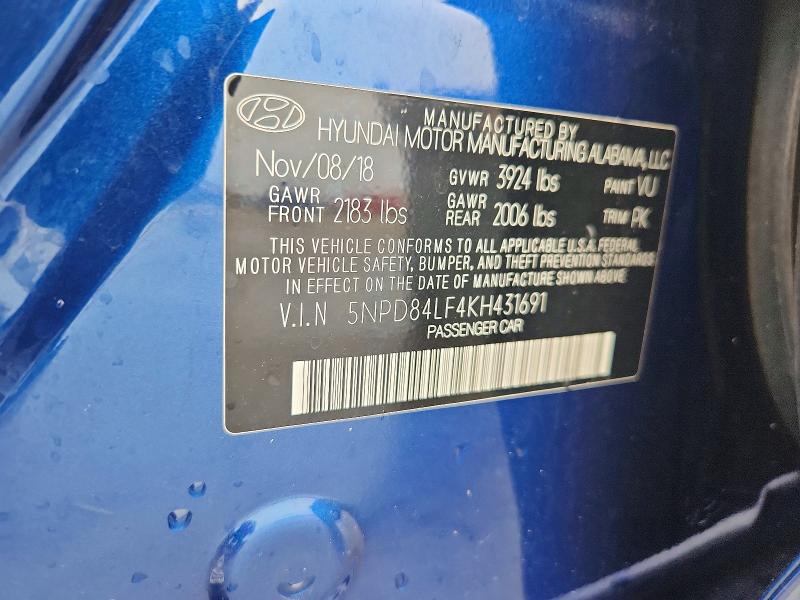 Продажа на аукционе авто 2019 Hyundai Elantra, vin: 5NPD84LF4KH431691, номер лота: 63472356