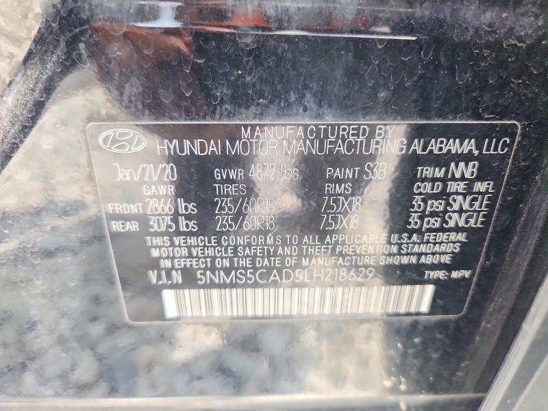 Продаж на аукціоні авто 2020 Hyundai Santa Fe, vin: 5NMS5CAD5LH218629, номер лоту: 59917046