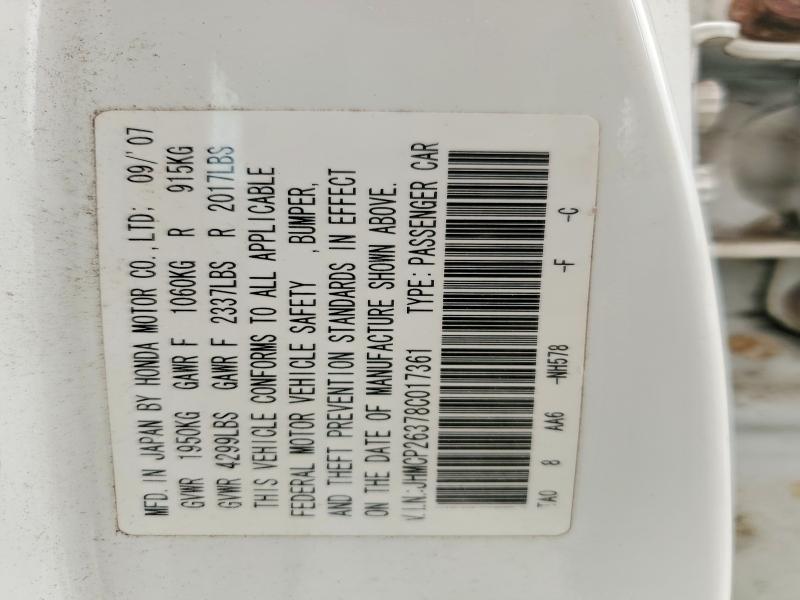 Aukcja sprzedaży 2008 Honda Accord, vin: JHMCP26378C017361, numer aukcji: 61177836