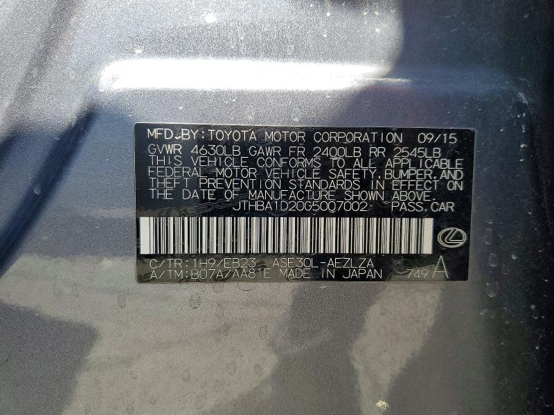 Aukcja sprzedaży 2016 Lexus Is, vin: JTHBA1D20G5007002, numer aukcji: 62128906