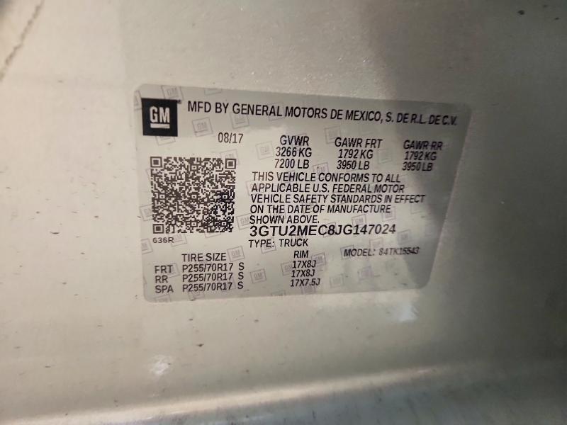 Aukcja sprzedaży 2018 Gmc Sierra, vin: 3GTU2MEC8JG147024, numer aukcji: 59248906
