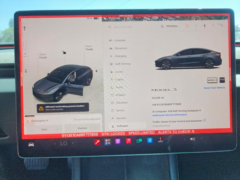 2024 Tesla Model 3 მანქანა იყიდება აუქციონზე, vin: 5YJ3E1EA6RF717605, აუქციონის ნომერი: 60626856