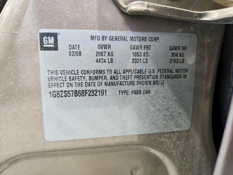 63053546 :رقم المزاد ، 1G8ZS57B68F232191 vin ، 2008 Saturn Aura مزاد بيع