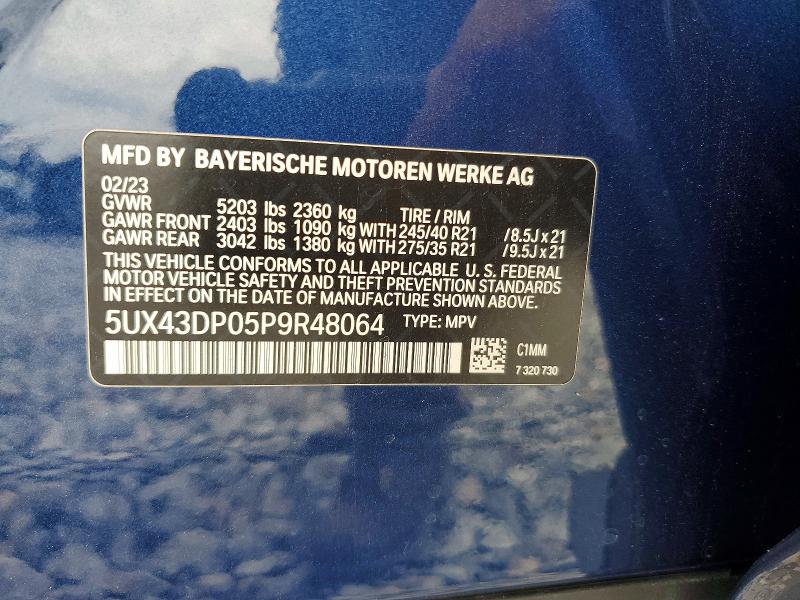 Продаж на аукціоні авто 2023 Bmw X3, vin: 5UX43DP05P9R48064, номер лоту: 61868056