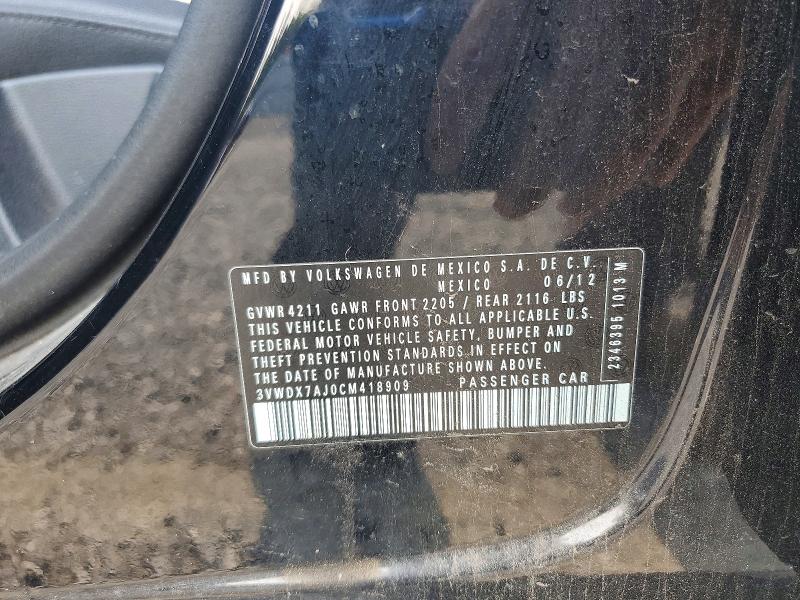 Aukcja sprzedaży 2012 Volkswagen Jetta, vin: 3VWDX7AJ0CM418909, numer aukcji: 62534976
