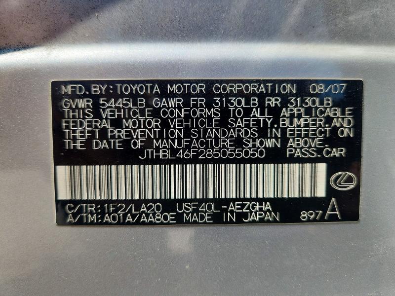 62637256 :رقم المزاد ، JTHBL46F285055050 vin ، 2008 Lexus Ls مزاد بيع