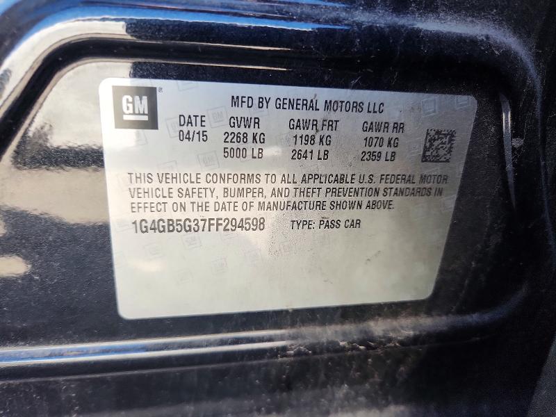 2015 Buick Lacrosse მანქანა იყიდება აუქციონზე, vin: 1G4GB5G37FF294598, აუქციონის ნომერი: 60134956