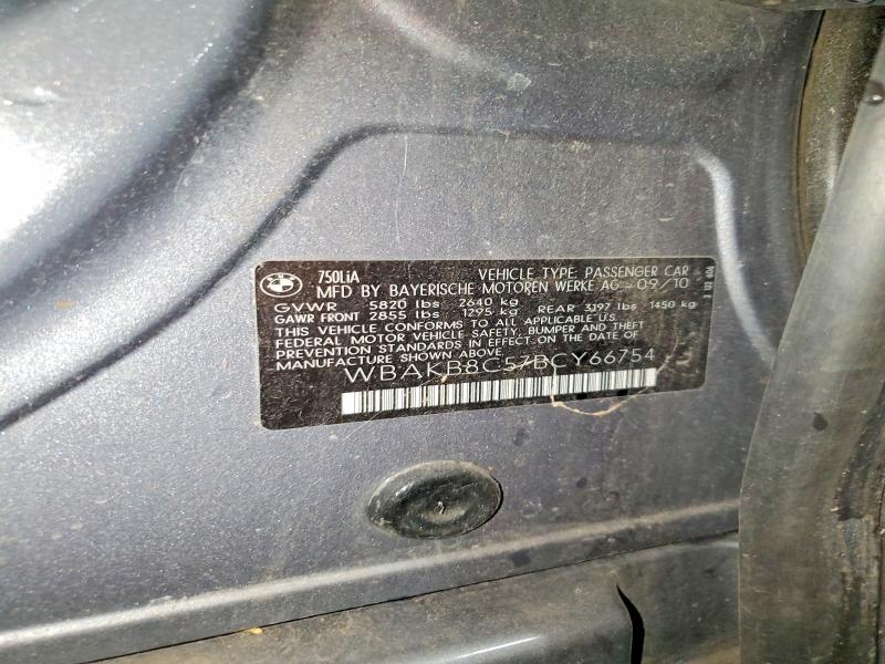 61598676 :رقم المزاد ، WBAKB8C57BCY66754 vin ، 2011 Bmw 750 مزاد بيع
