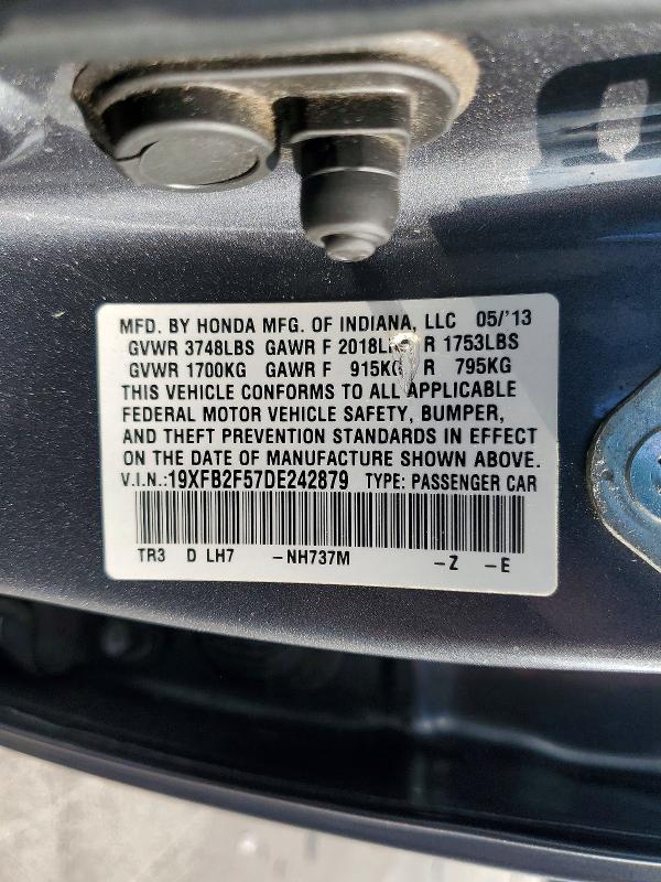 Aukcja sprzedaży 2013 Honda Civic, vin: 19XFB2F57DE242879, numer aukcji: 61788396