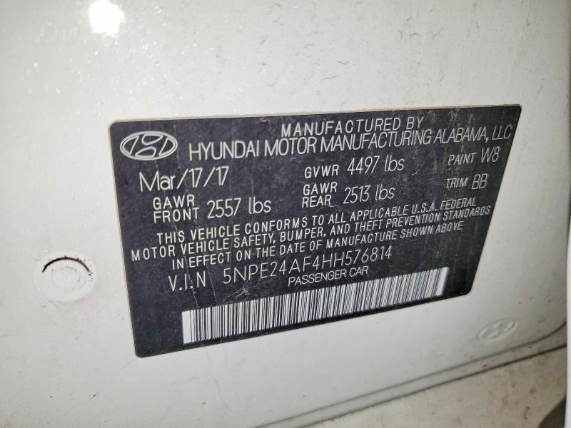 63191866 :رقم المزاد ، 5NPE24AF4HH576814 vin ، 2017 Hyundai Sonata مزاد بيع