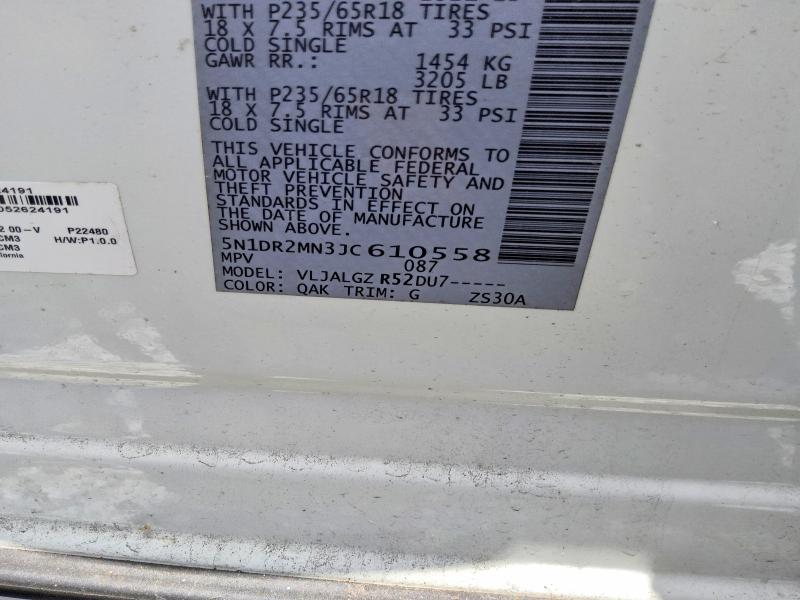 Продаж на аукціоні авто 2018 Nissan Pathfinder, vin: 5N1DR2MN3JC610558, номер лоту: 59313526
