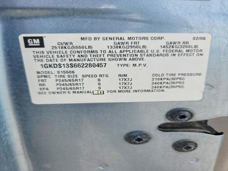 2006 Gmc Envoy მანქანა იყიდება აუქციონზე, vin: 1GKDS13S662280457, აუქციონის ნომერი: 61712566