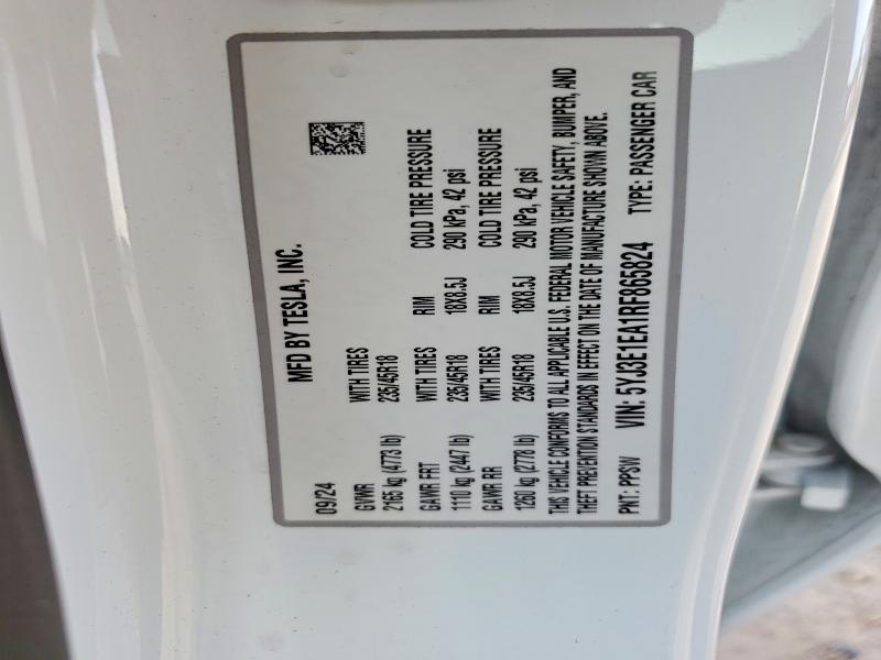 Продаж на аукціоні авто 2024 Tesla Model 3, vin: 5YJ3E1EA1RF865824, номер лоту: 61616416