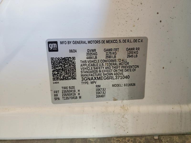 Aukcja sprzedaży 2024 Chevrolet Equinox, vin: 3GNAXMEG6RL371040, numer aukcji: 58901866