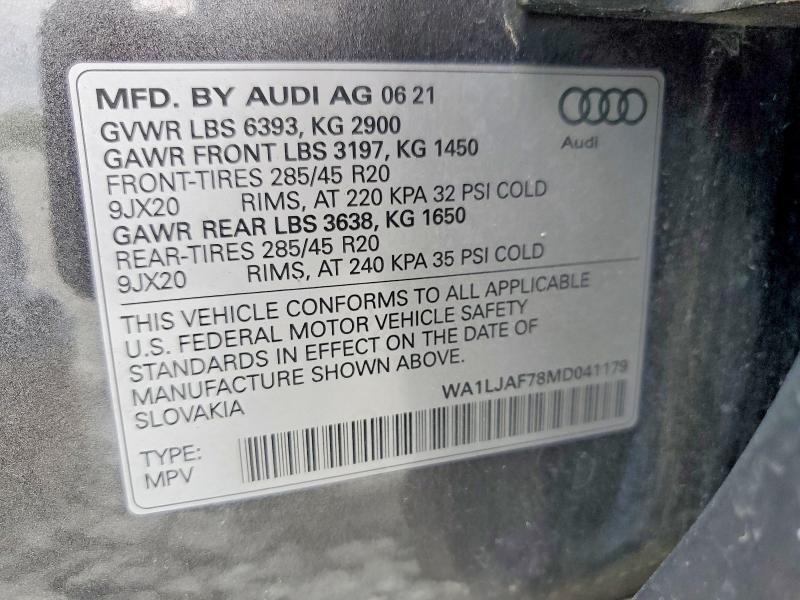 Aukcja sprzedaży 2021 Audi Q7, vin: WA1LJAF78MD041179, numer aukcji: 62620366