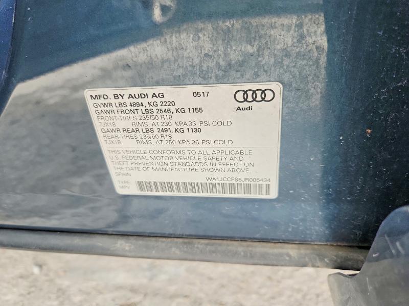 2018 Audi Q3 მანქანა იყიდება აუქციონზე, vin: WA1JCCFS5JR005434, აუქციონის ნომერი: 60468596