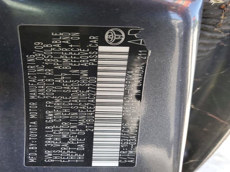 Aukcja sprzedaży 2010 Toyota Corolla, vin: 2T1BU4EE7AC277700, numer aukcji: 61572286