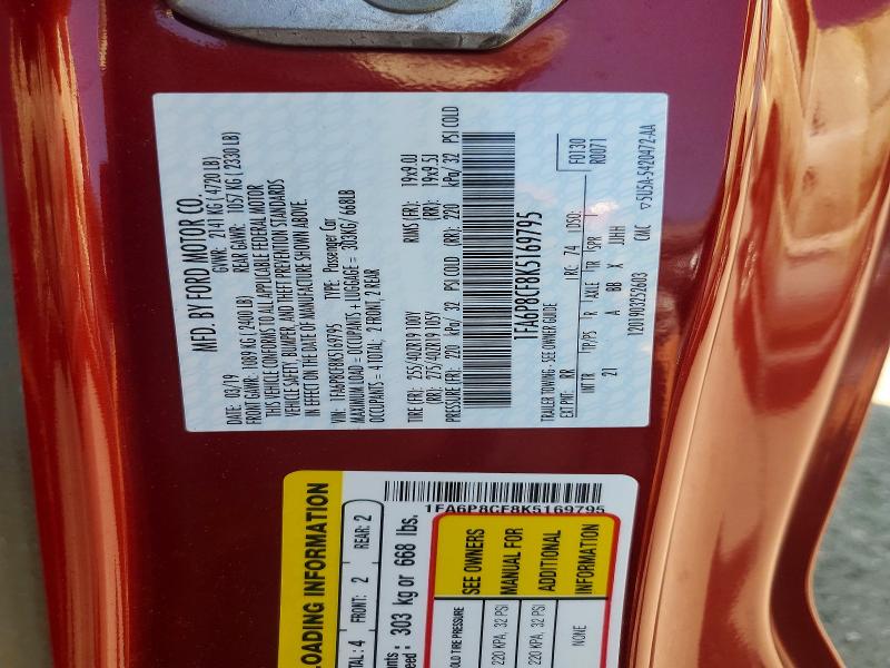 Продажа на аукционе авто 2019 Ford Mustang, vin: 1FA6P8CF8K5169795, номер лота: 62131776