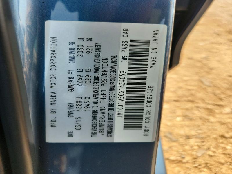 62807896 :رقم المزاد ، JM1GJ1V50G1424059 vin ، 2016 Mazda 6 مزاد بيع