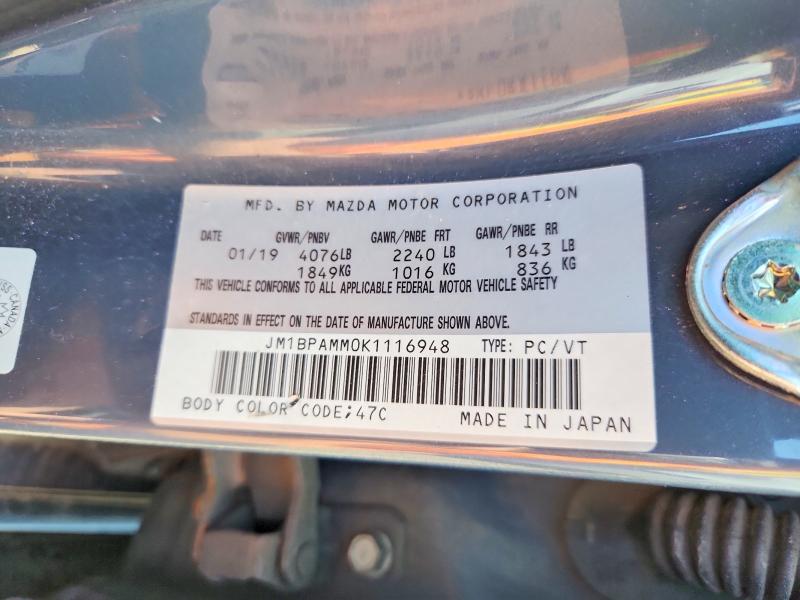 Aukcja sprzedaży 2019 Mazda 3, vin: JM1BPAMM0K1116948, numer aukcji: 59737566