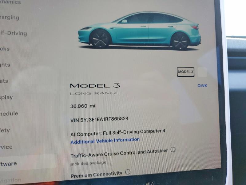 Продаж на аукціоні авто 2024 Tesla Model 3, vin: 5YJ3E1EA1RF865824, номер лоту: 61616416