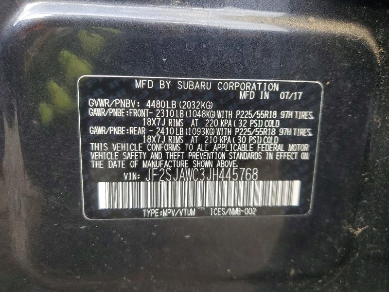61696726 :رقم المزاد ، JF2SJAWC3JH445768 vin ، 2018 Subaru Forester مزاد بيع