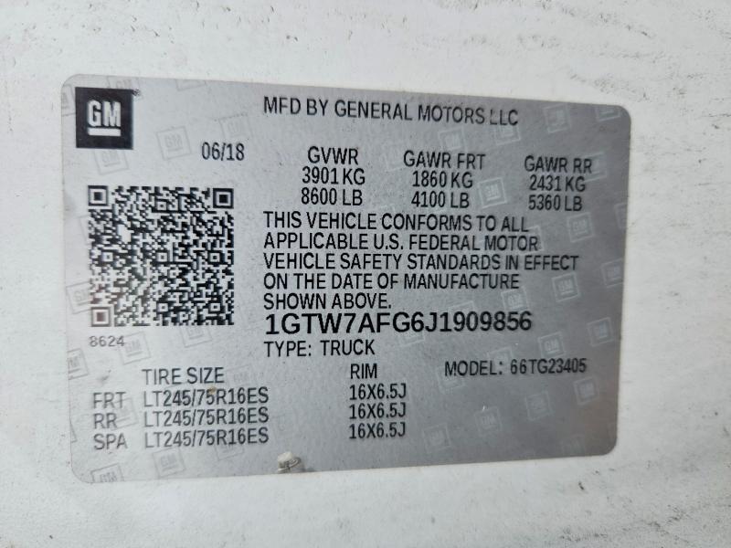Aukcja sprzedaży 2018 Gmc Savana, vin: 1GTW7AFG6J1909856, numer aukcji: 60854706