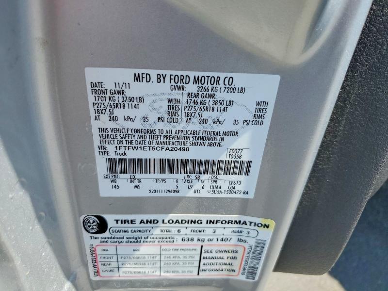 Aukcja sprzedaży 2012 Ford F150, vin: 1FTFW1ET5CFA20490, numer aukcji: 62102886