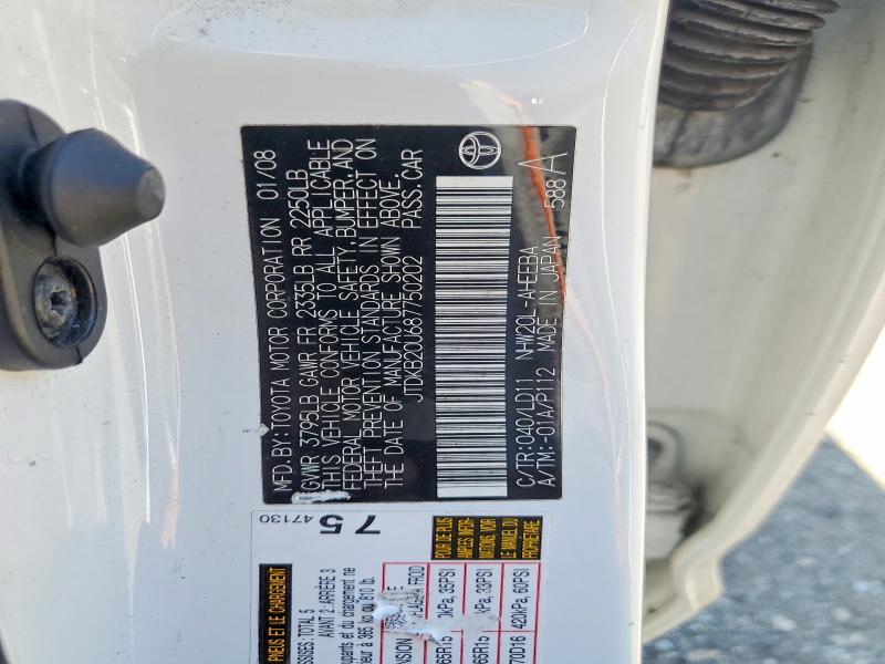 59879776 :رقم المزاد ، JTDKB20U687750202 vin ، 2008 Toyota Prius مزاد بيع
