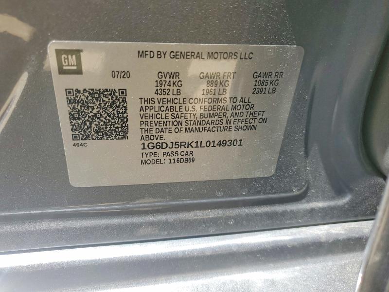 62746696 :رقم المزاد ، 1G6DJ5RK1L0149301 vin ، 2020 Cadillac Ct4 مزاد بيع