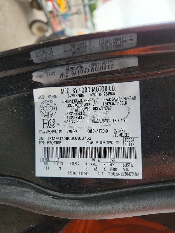 Продажа на аукционе авто 2006 Ford Explorer, vin: 1FMEU75866UA88762, номер лота: 60958096