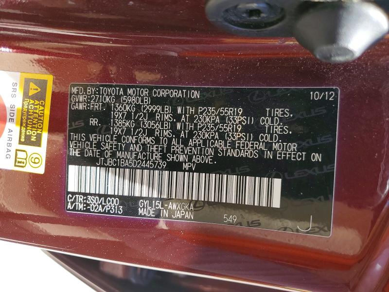 Продажа на аукционе авто 2013 Lexus Rx, vin: JTJBC1BA5D2445739, номер лота: 59820316