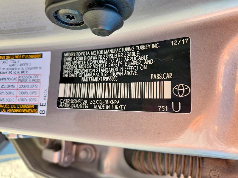 Aukcja sprzedaży 2018 Toyota C-hr, vin: NMTKHMBX1JR055055, numer aukcji: 60048266