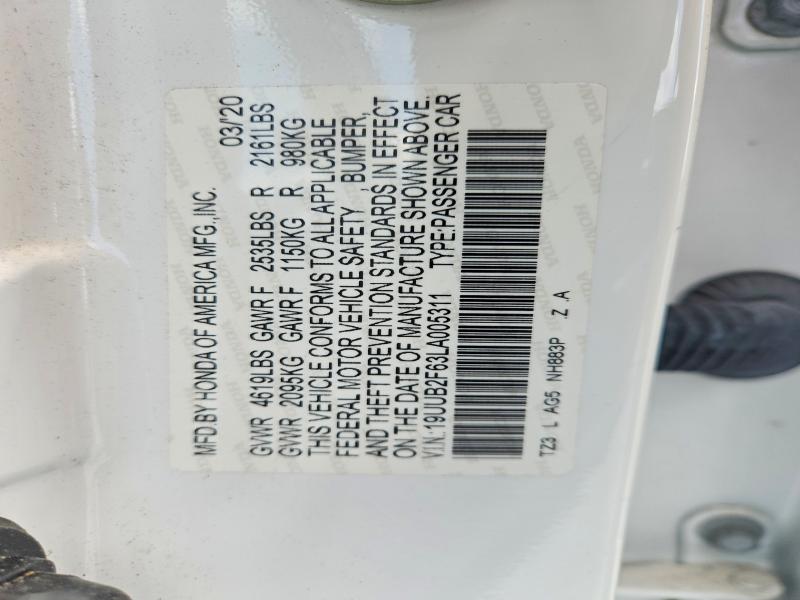 62634876 :رقم المزاد ، 19UUB2F63LA005311 vin ، 2020 Acura Tlx مزاد بيع