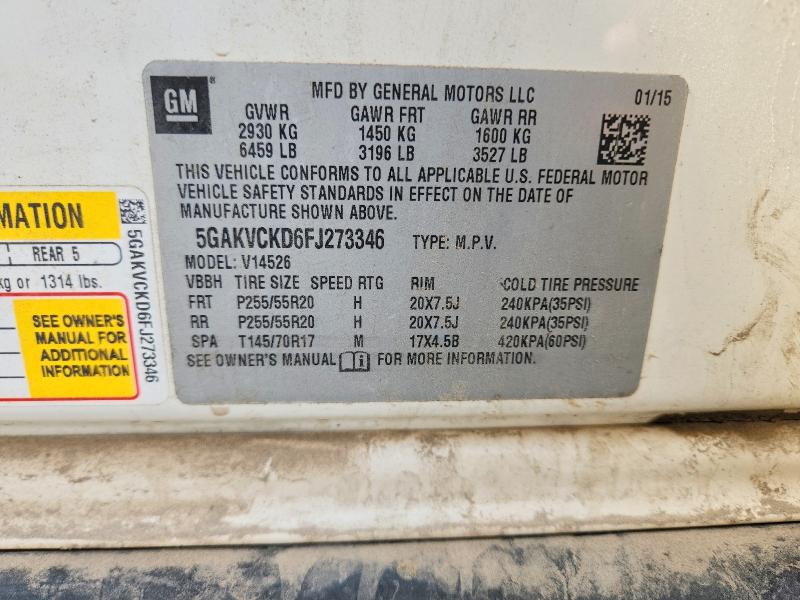 Продаж на аукціоні авто 2015 Buick Enclave, vin: 5GAKVCKD6FJ273346, номер лоту: 60789886