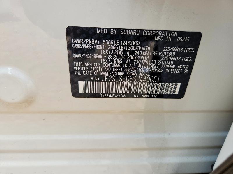 Продаж на аукціоні авто 2025 Subaru Forester, vin: JF2SLSED5SH440051, номер лоту: 62693526