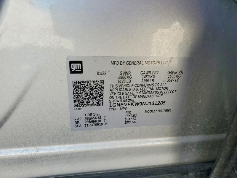 Продаж на аукціоні авто 2022 Chevrolet Traverse, vin: 1GNEVFKW9NJ131285, номер лоту: 61850486