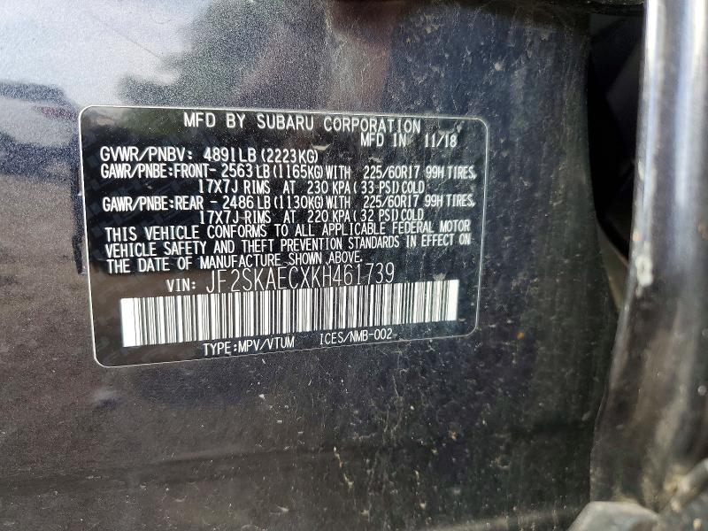 Продаж на аукціоні авто 2019 Subaru Forester, vin: JF2SKAECXKH461739, номер лоту: 61067596