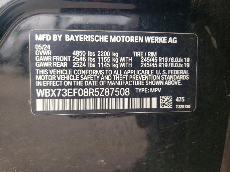60695476 :رقم المزاد ، WBX73EF08R5Z87508 vin ، 2024 Bmw X1 مزاد بيع