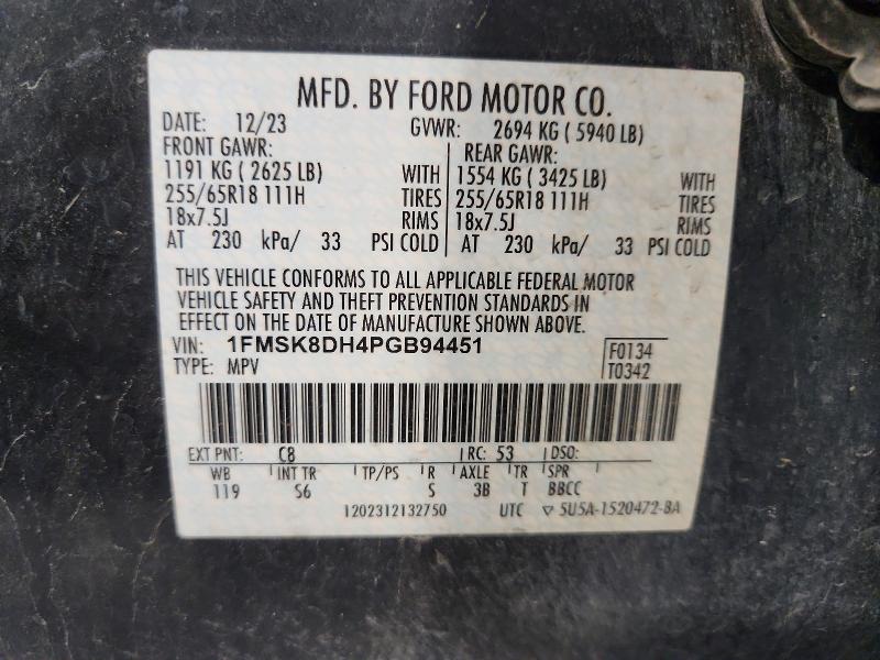 Auction sale of the 2023 Ford Explorer, vin: 1FMSK8DH4PGB94451, lot number: 60427156
