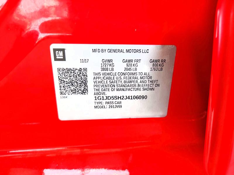 Продажа на аукционе авто 2018 Chevrolet Sonic, vin: 1G1JD5SH2J4106090, номер лота: 62570446