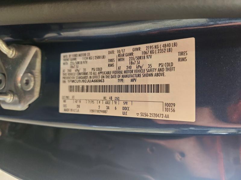 Aukcja sprzedaży 2018 Ford Escape, vin: 1FMCU9J92JUA66963, numer aukcji: 63316686