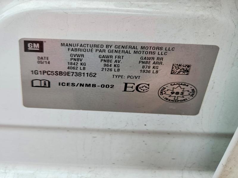 Продаж на аукціоні авто 2014 Chevrolet Cruze, vin: 1G1PC5SB9E7381162, номер лоту: 60948646
